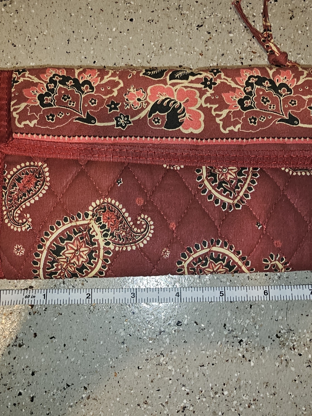 Quilted Paisley Wallet in Deep Red
